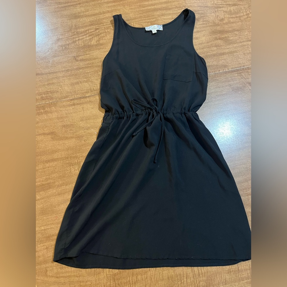 Pink Republic Black Sleeveless Midi Dress with Drawstring Waist